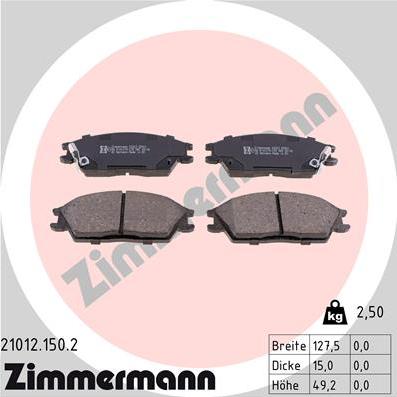 Zimmermann 21012.150.2 - Bremžu uzliku kompl., Disku bremzes ps1.lv