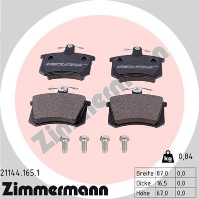 Zimmermann 21144.165.1 - Bremžu uzliku kompl., Disku bremzes ps1.lv