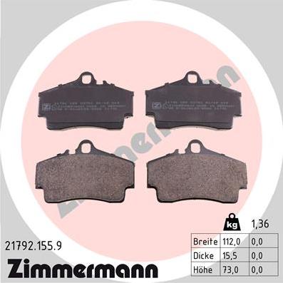 Zimmermann 21792.155.9 - Bremžu uzliku kompl., Disku bremzes ps1.lv