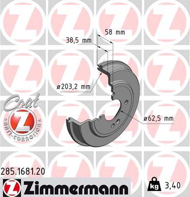 Zimmermann 285.1681.20 - Bremžu trumulis ps1.lv