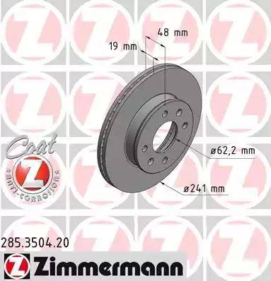 Zimmermann 285.3504.20 - Bremžu diski ps1.lv