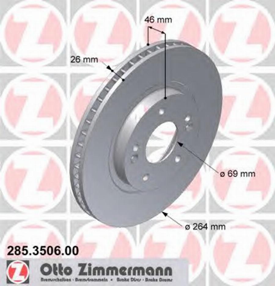 Zimmermann 285.3506.00 - Bremžu diski ps1.lv