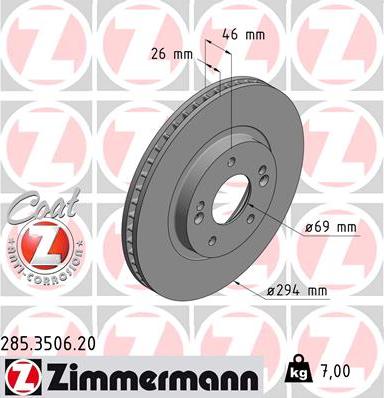 Zimmermann 285.3506.20 - Bremžu diski ps1.lv