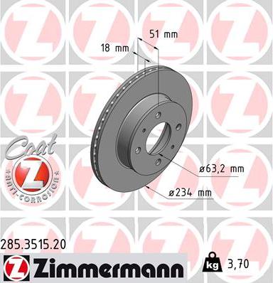 Zimmermann 285.3515.20 - Bremžu diski ps1.lv