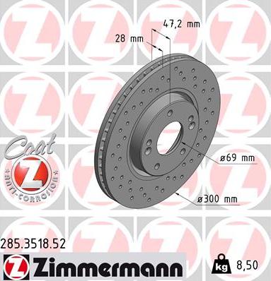 Zimmermann 285.3518.52 - Bremžu diski ps1.lv