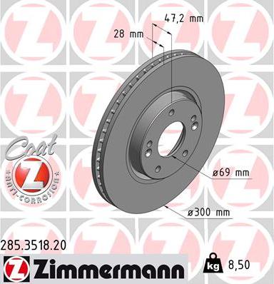 Zimmermann 285.3518.20 - Bremžu diski ps1.lv