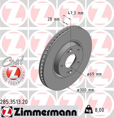 Zimmermann 285.3513.20 - Bremžu diski ps1.lv