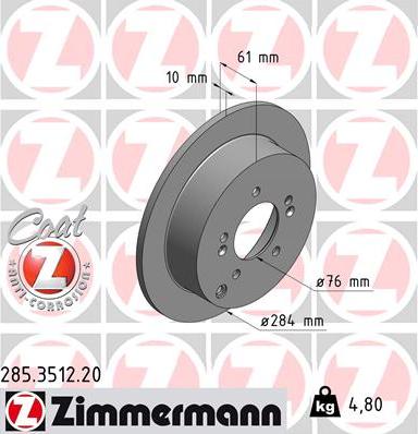 Zimmermann 285.3512.20 - Bremžu diski ps1.lv