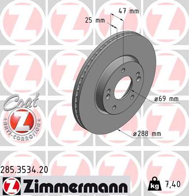 Zimmermann 285.3534.20 - Bremžu diski ps1.lv