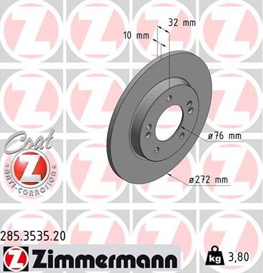 Zimmermann 285.3535.20 - Bremžu diski ps1.lv