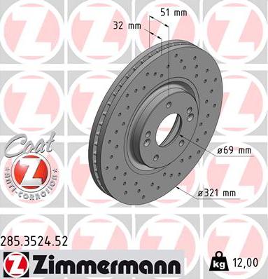 Zimmermann 285.3524.52 - Bremžu diski ps1.lv