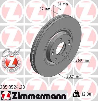 Zimmermann 285.3524.20 - Bremžu diski ps1.lv