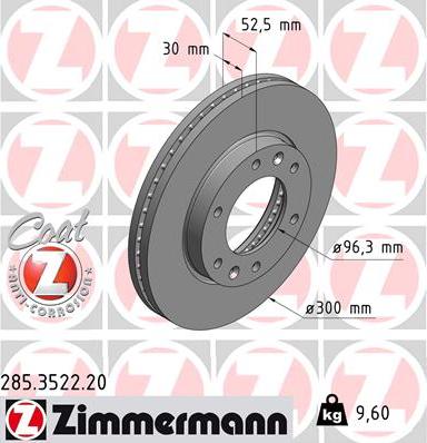 Zimmermann 285.3522.20 - Bremžu diski ps1.lv