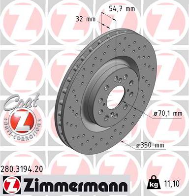 Zimmermann 280.3194.20 - Bremžu diski ps1.lv