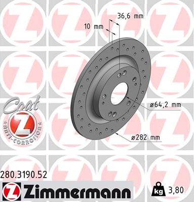 Zimmermann 280.3190.52 - Bremžu diski ps1.lv