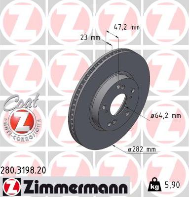 Zimmermann 280.3198.20 - Bremžu diski ps1.lv