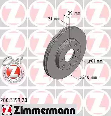 Zimmermann 280.3159.20 - Bremžu diski ps1.lv