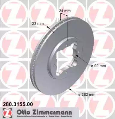 Zimmermann 280.3155.00 - Bremžu diski ps1.lv