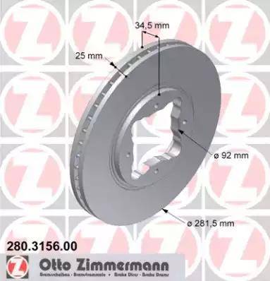 Zimmermann 280.3156.00 - Bremžu diski ps1.lv