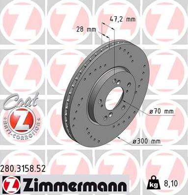 Zimmermann 280.3158.52 - Bremžu diski ps1.lv