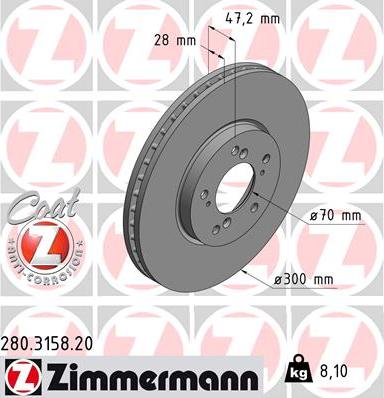 Zimmermann 280.3158.20 - Bremžu diski ps1.lv