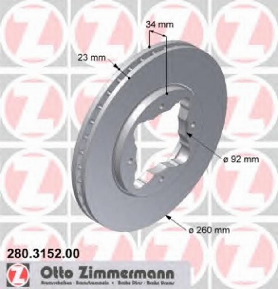 Zimmermann 280 3152 00 - Bremžu diski ps1.lv