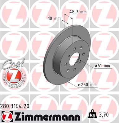 Zimmermann 280.3164.20 - Bremžu diski ps1.lv