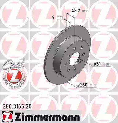 Zimmermann 280.3165.20 - Bremžu diski ps1.lv