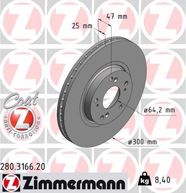 Zimmermann 280.3166.20 - Bremžu diski ps1.lv