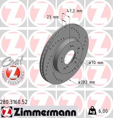 Zimmermann 280.3160.52 - Bremžu diski ps1.lv