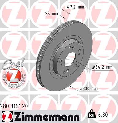 Zimmermann 280.3161.20 - Bremžu diski ps1.lv