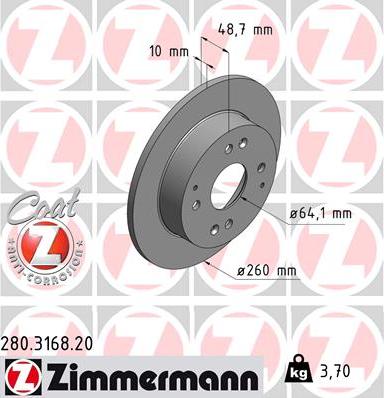 Zimmermann 280.3168.20 - Bremžu diski ps1.lv