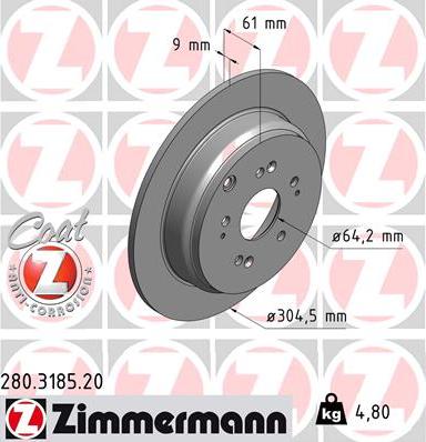 Zimmermann 280.3185.20 - Bremžu diski ps1.lv