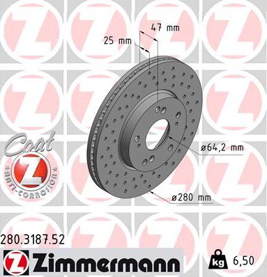 Zimmermann 280.3187.52 - Bremžu diski ps1.lv