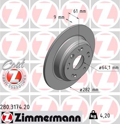 Zimmermann 280.3174.20 - Bremžu diski ps1.lv