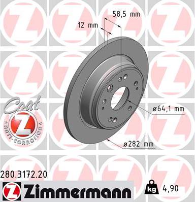 Zimmermann 280.3172.20 - Bremžu diski ps1.lv