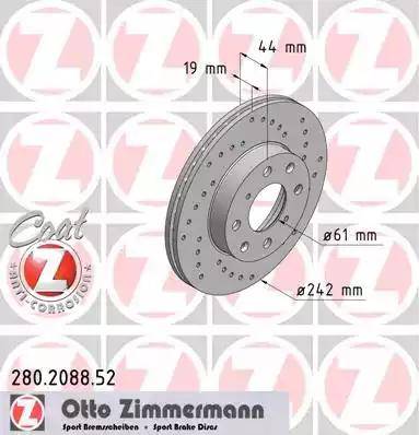 Zimmermann 280.2088.52 - Bremžu diski ps1.lv