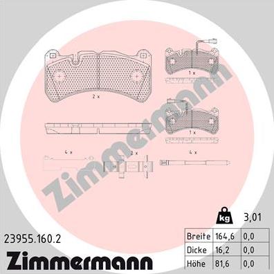 Zimmermann 23955.160.2 - Bremžu uzliku kompl., Disku bremzes ps1.lv