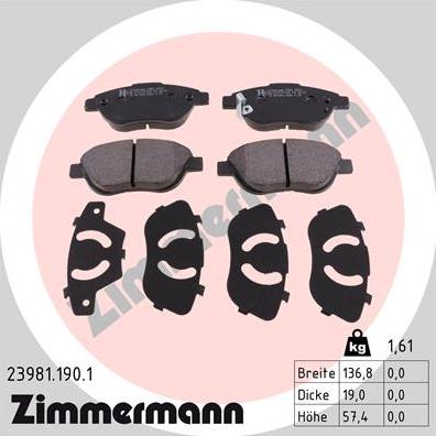 Zimmermann 23981.190.1 - Bremžu uzliku kompl., Disku bremzes ps1.lv