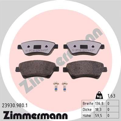 Zimmermann 23930.980.1 - Bremžu uzliku kompl., Disku bremzes ps1.lv