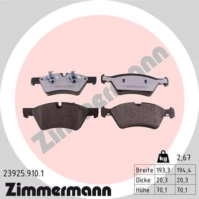 Zimmermann 23925.910.1 - Bremžu uzliku kompl., Disku bremzes ps1.lv