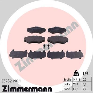 Zimmermann 23452.190.1 - Bremžu uzliku kompl., Disku bremzes ps1.lv