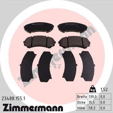 Zimmermann 23488.155.1 - Bremžu uzliku kompl., Disku bremzes ps1.lv