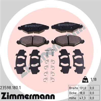 Zimmermann 23598.180.1 - Bremžu uzliku kompl., Disku bremzes ps1.lv