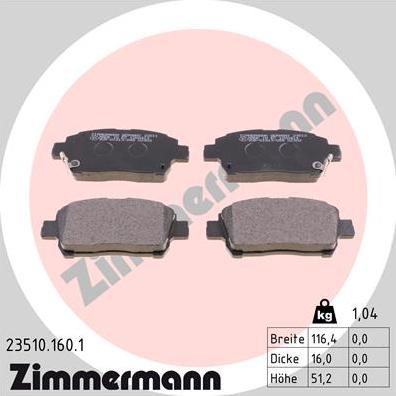 Zimmermann 23510.160.1 - Bremžu uzliku kompl., Disku bremzes ps1.lv