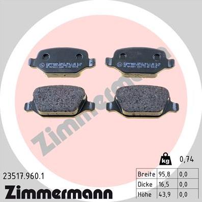 Zimmermann 23517.960.1 - Bremžu uzliku kompl., Disku bremzes ps1.lv