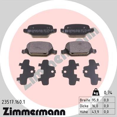Zimmermann 23517.160.1 - Bremžu uzliku kompl., Disku bremzes ps1.lv
