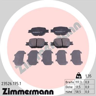 Zimmermann 23526.175.1 - Bremžu uzliku kompl., Disku bremzes ps1.lv