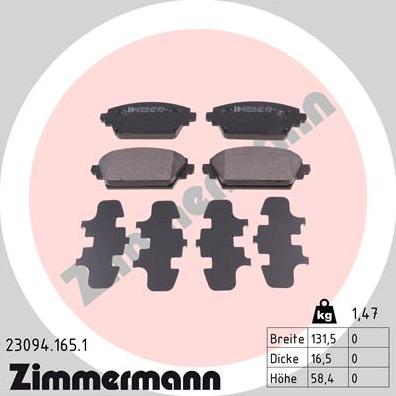 Zimmermann 23094.165.1 - Bremžu uzliku kompl., Disku bremzes ps1.lv