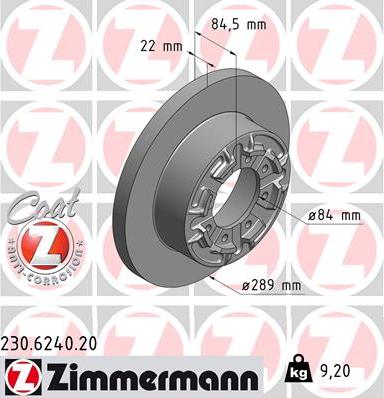 Zimmermann 230.6240.20 - Bremžu diski ps1.lv